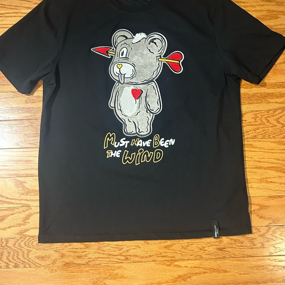 Black T-Shirt with Bear Graphic
